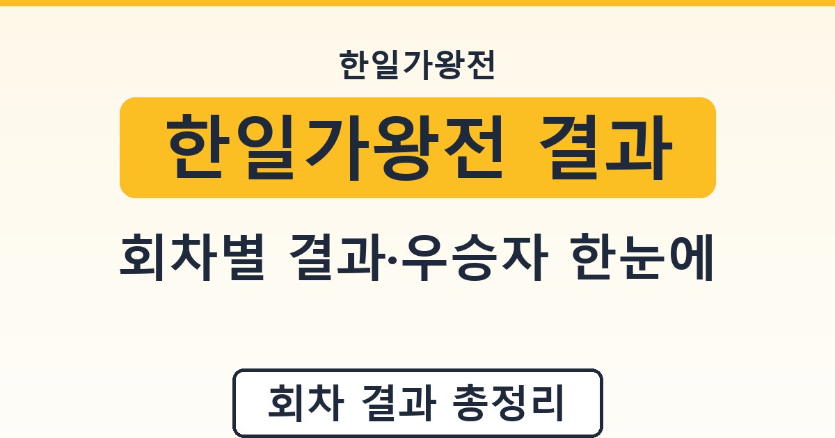 한일가왕전 결과 - 회차별 결과·우승자 한눈에